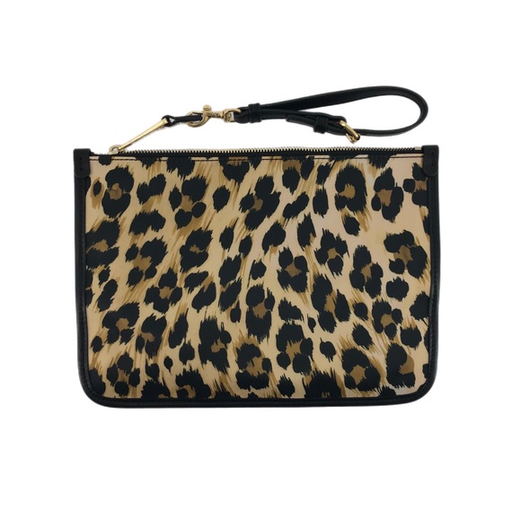 Moschino Fantasy Print Beige Leopard Print Zippered Pouch or Clutch - Picture 2 of 8